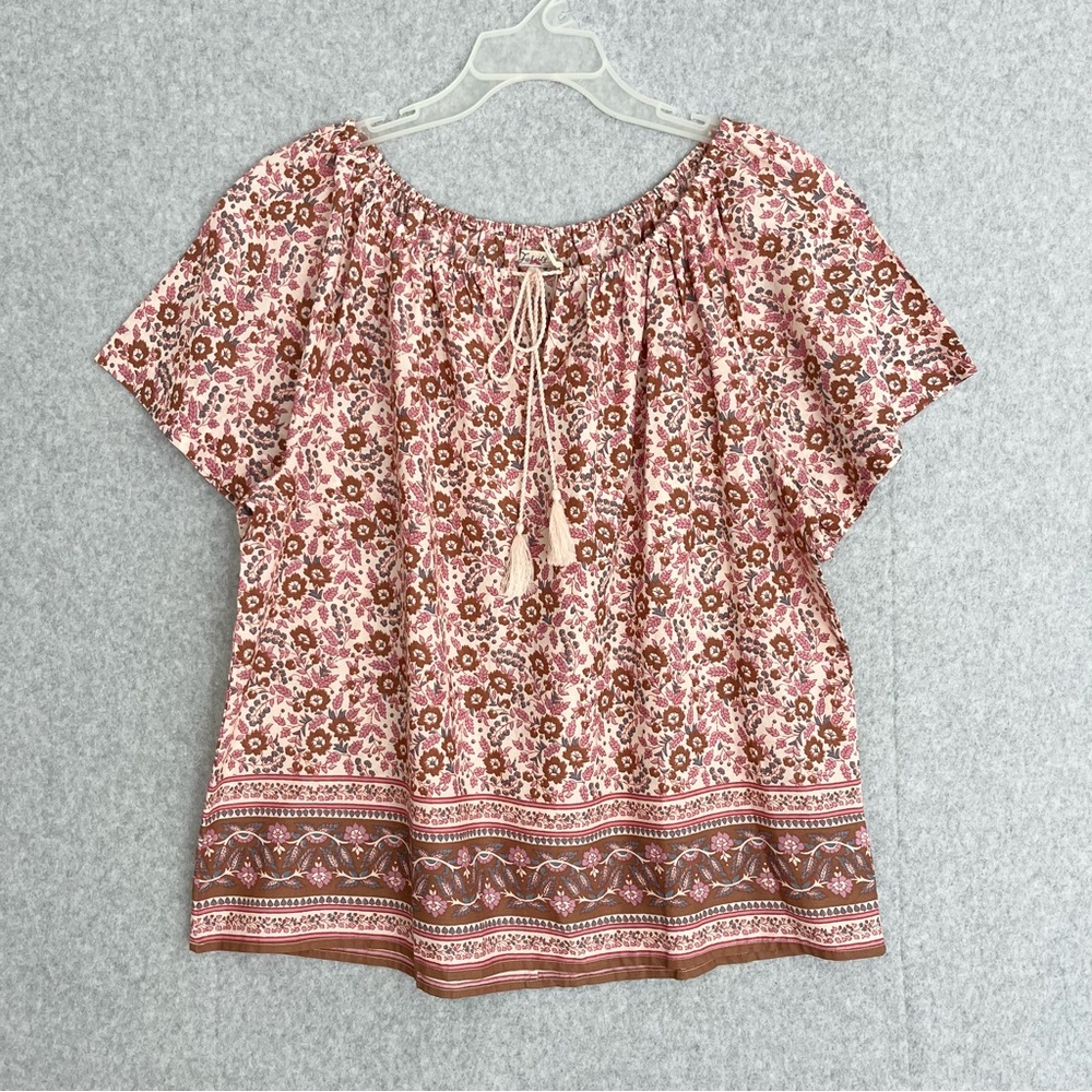 Faherty Womens Top Small Florence Earth Block Floral Boho Organic Cotton NWT - Picture 3 of 15